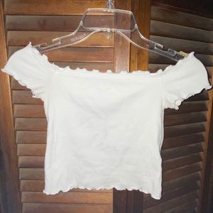 white lettuce edge off the shoulder H&M crop top